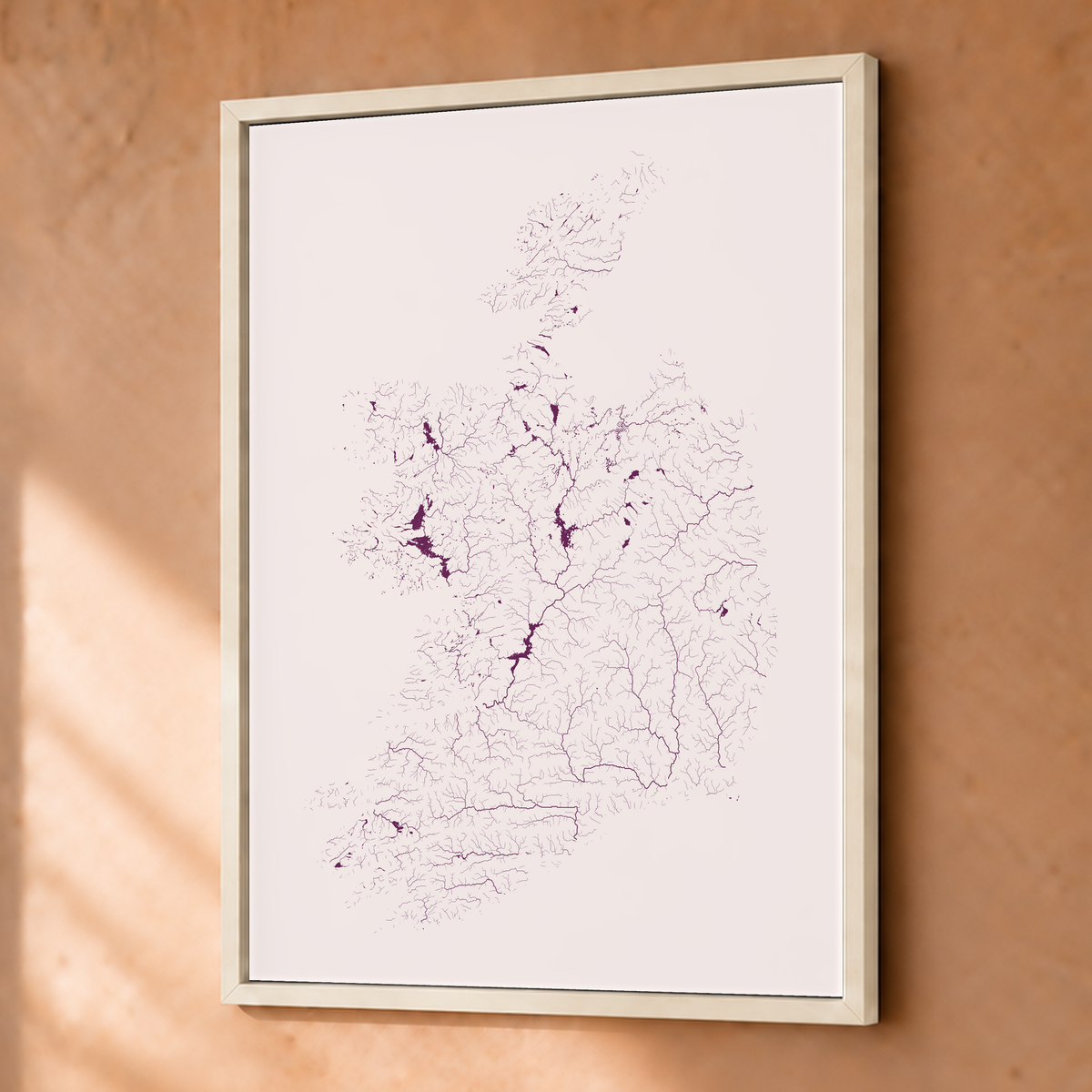 Beautiful Rivers — República da Irlanda — Ameixa e rosé, Fine art emoldurado · 30 × 40 cm, Branco · Sem margem
