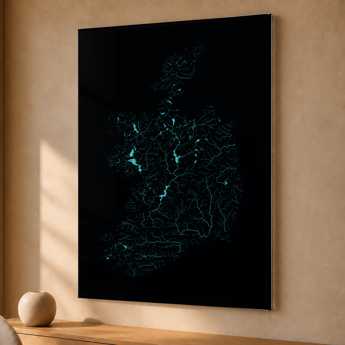 Beautiful Rivers — República da Irlanda — Neon hidrográfico, Acrílico · 30 × 40 cm, Sem margem