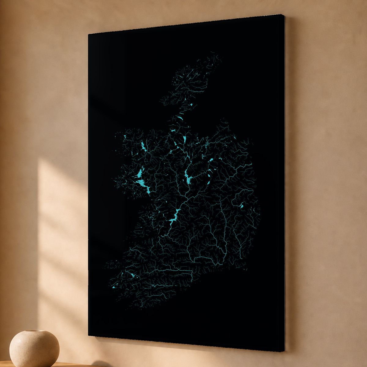 Beautiful Rivers — República da Irlanda — Neon hidrográfico, Acrílico · 40 × 60 cm, Sem margem