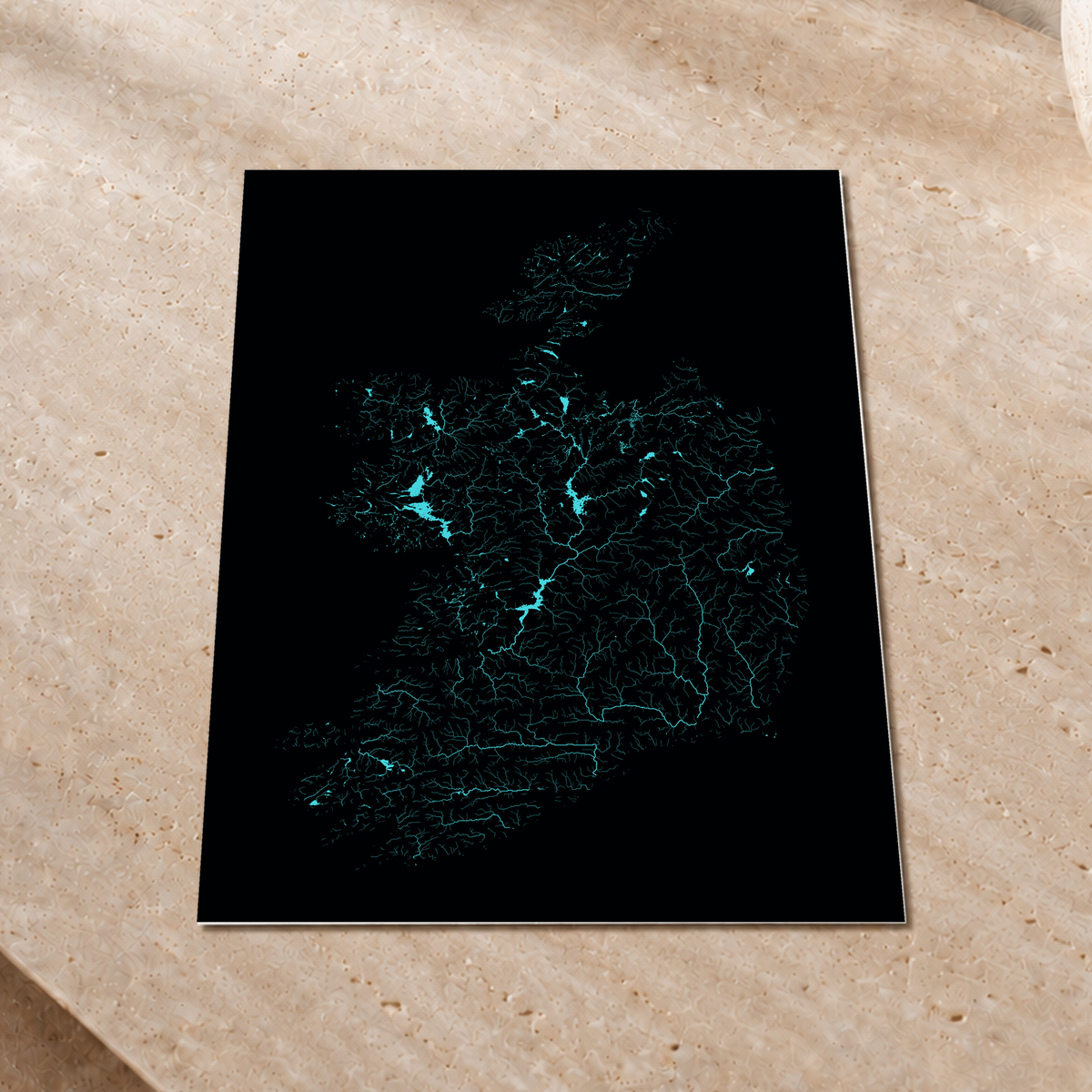 Beautiful Rivers — República da Irlanda — Neon hidrográfico, Impressão fine art · 30 × 40 cm, Sem margem