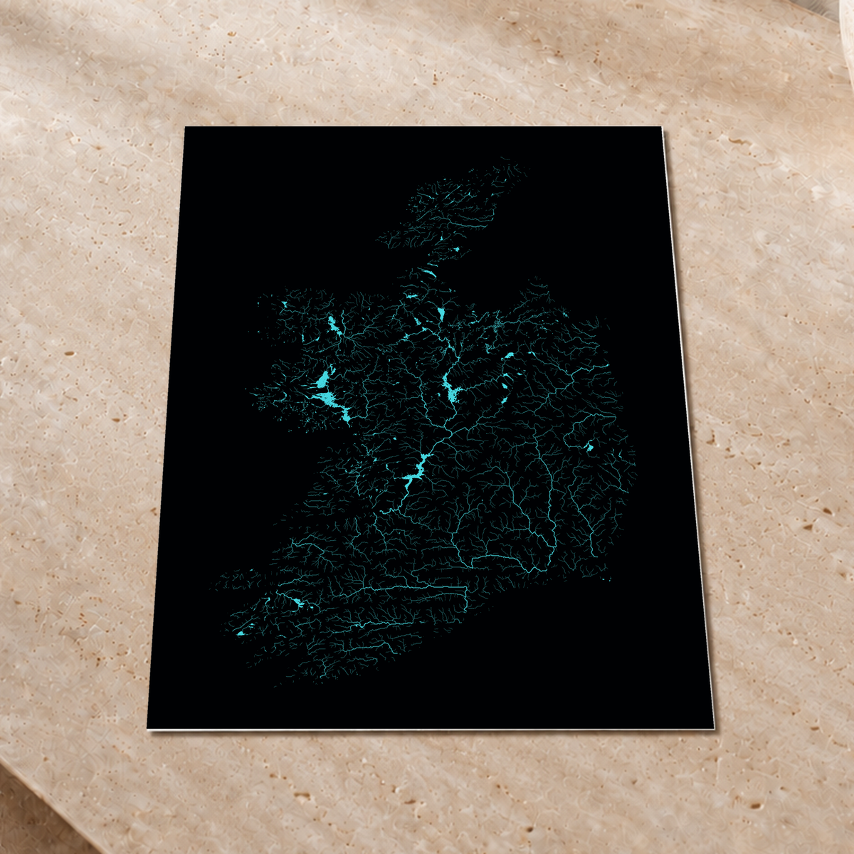 Beautiful Rivers — República da Irlanda — Neon hidrográfico, Impressão fine art · 45 × 60 cm, Sem margem