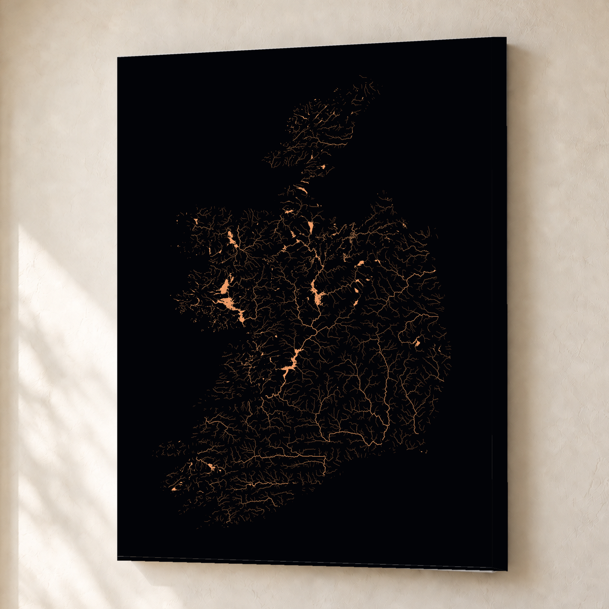 Beautiful Rivers — República da Irlanda — Neon por território, Canvas · 30 × 40 cm, Sem margem