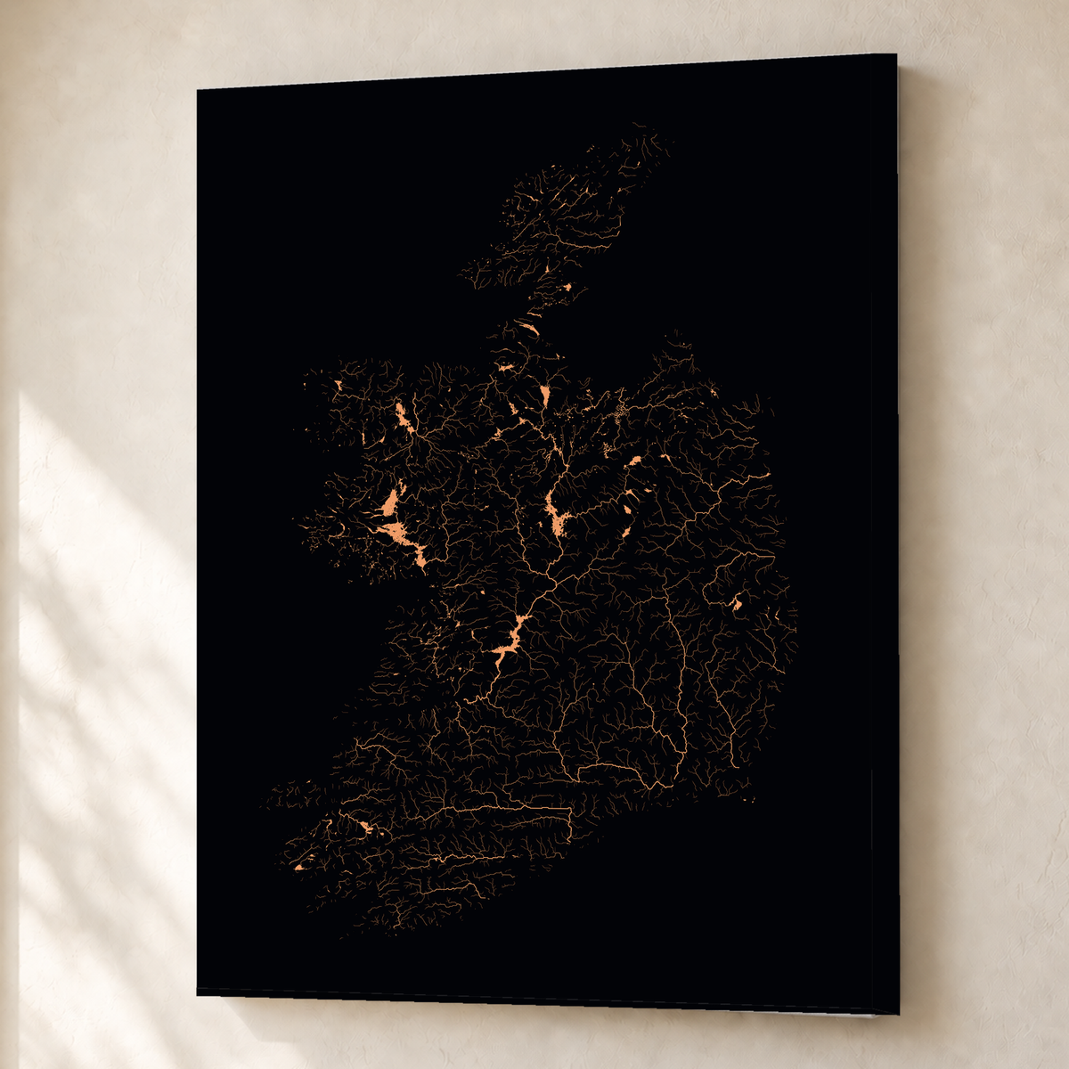 Beautiful Rivers — República da Irlanda — Neon por território, Canvas · 45 × 60 cm, Sem margem