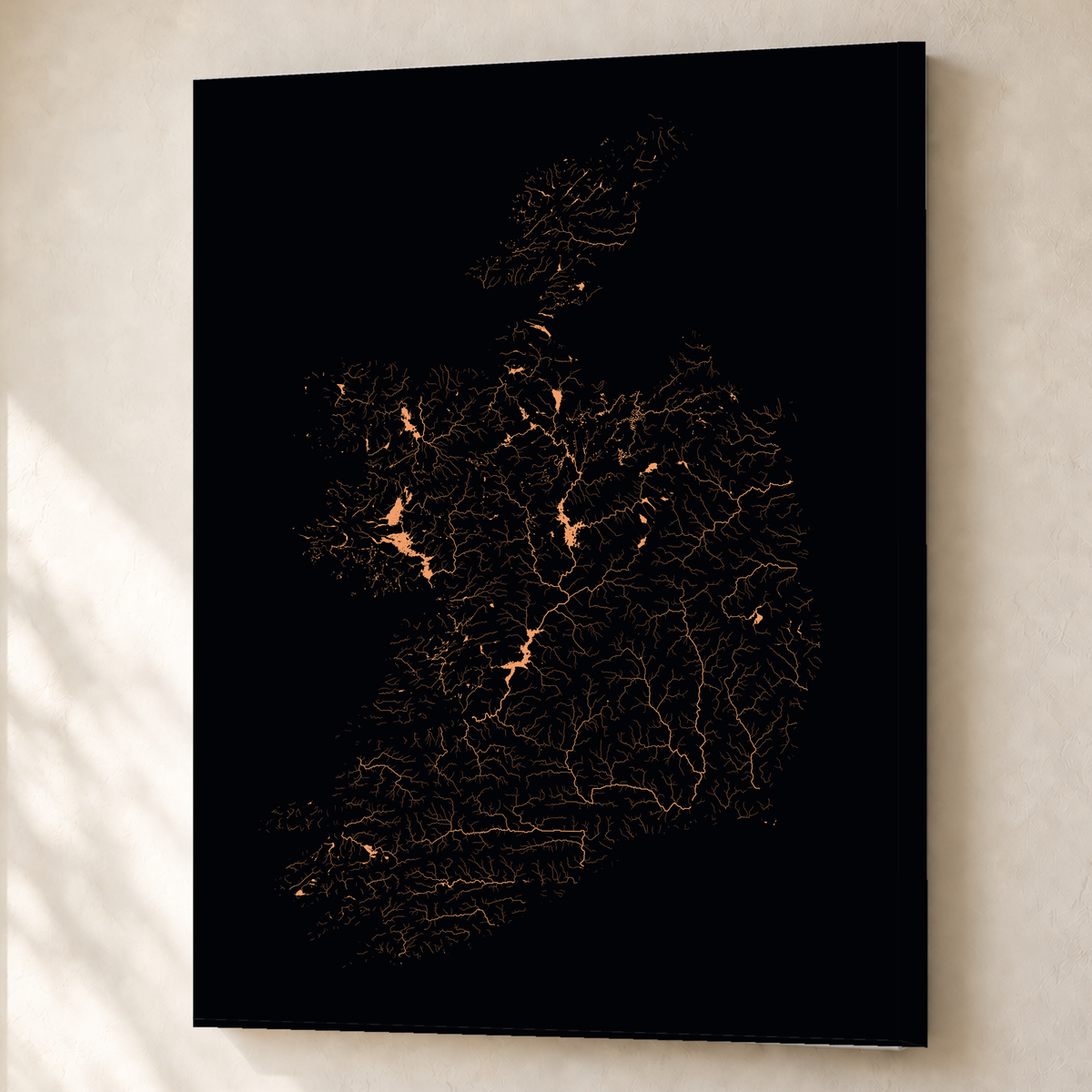 Beautiful Rivers — República da Irlanda — Neon por território, Canvas · 60 × 80 cm, Sem margem
