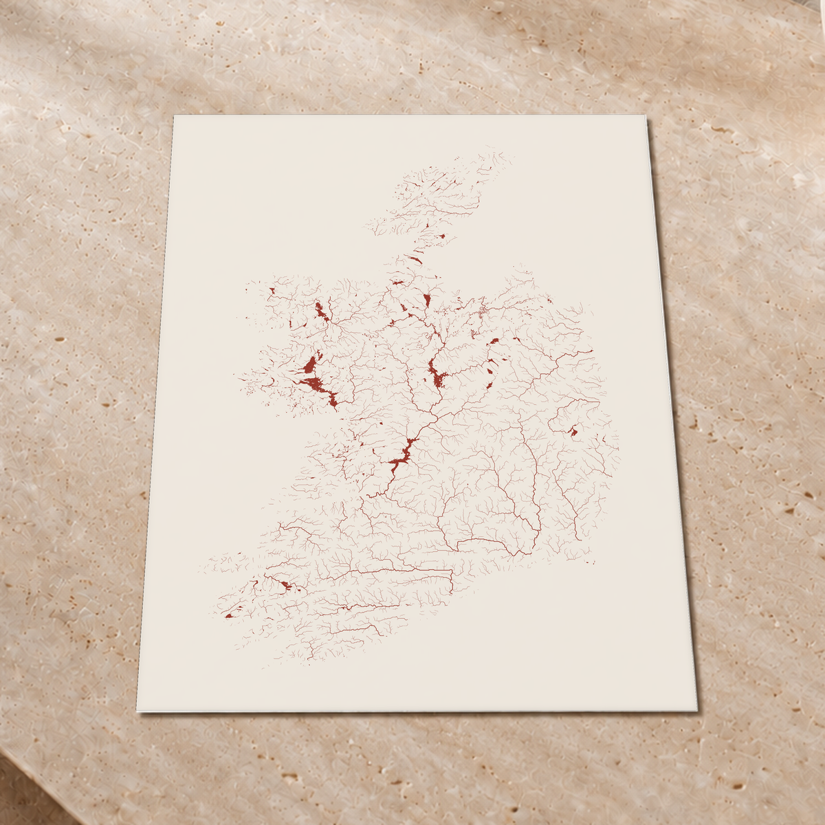 Beautiful Rivers — República da Irlanda — Terracota e areia, Impressão fine art · 60 × 80 cm, Sem margem