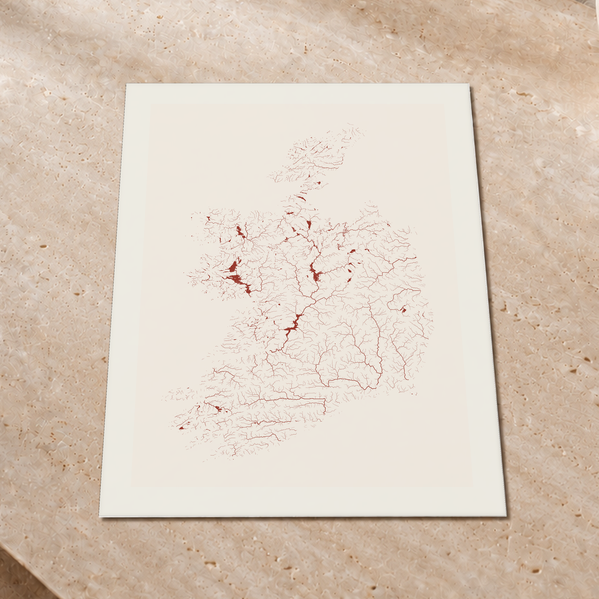 Beautiful Rivers — República da Irlanda — Terracota e areia, Impressão fine art · 60 × 80 cm, Margem branca
