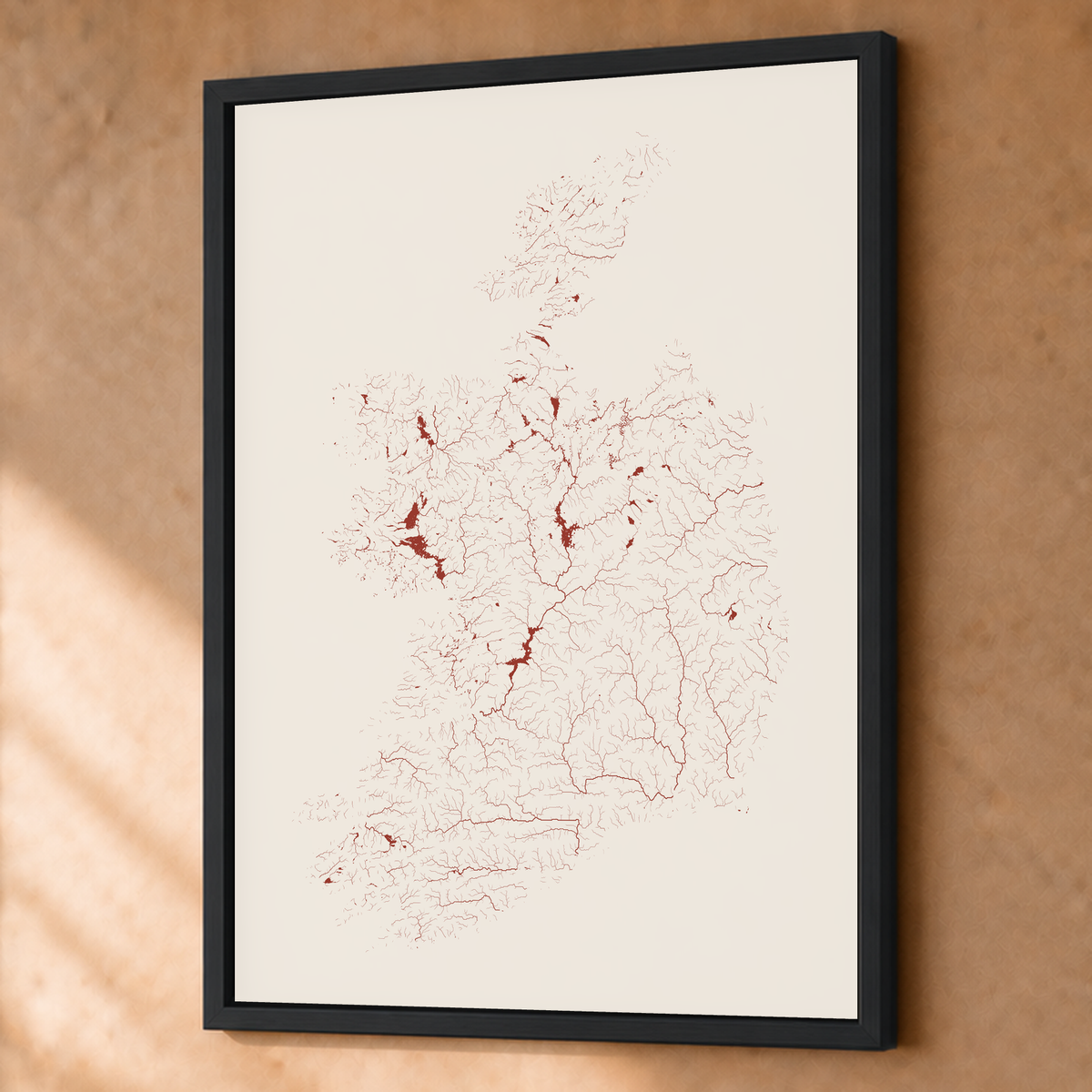 Beautiful Rivers — República da Irlanda — Terracota e areia, Fine art emoldurado · 60 × 80 cm, Preto · Sem margem