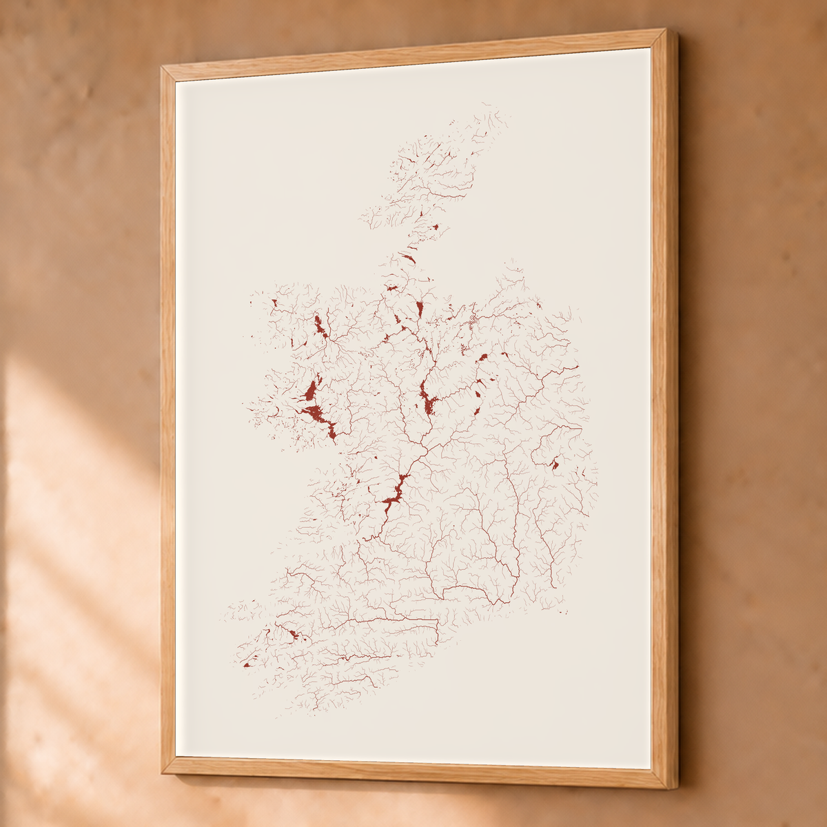 Beautiful Rivers — República da Irlanda — Terracota e areia, Fine art emoldurado · 60 × 80 cm, Natural · Sem margem