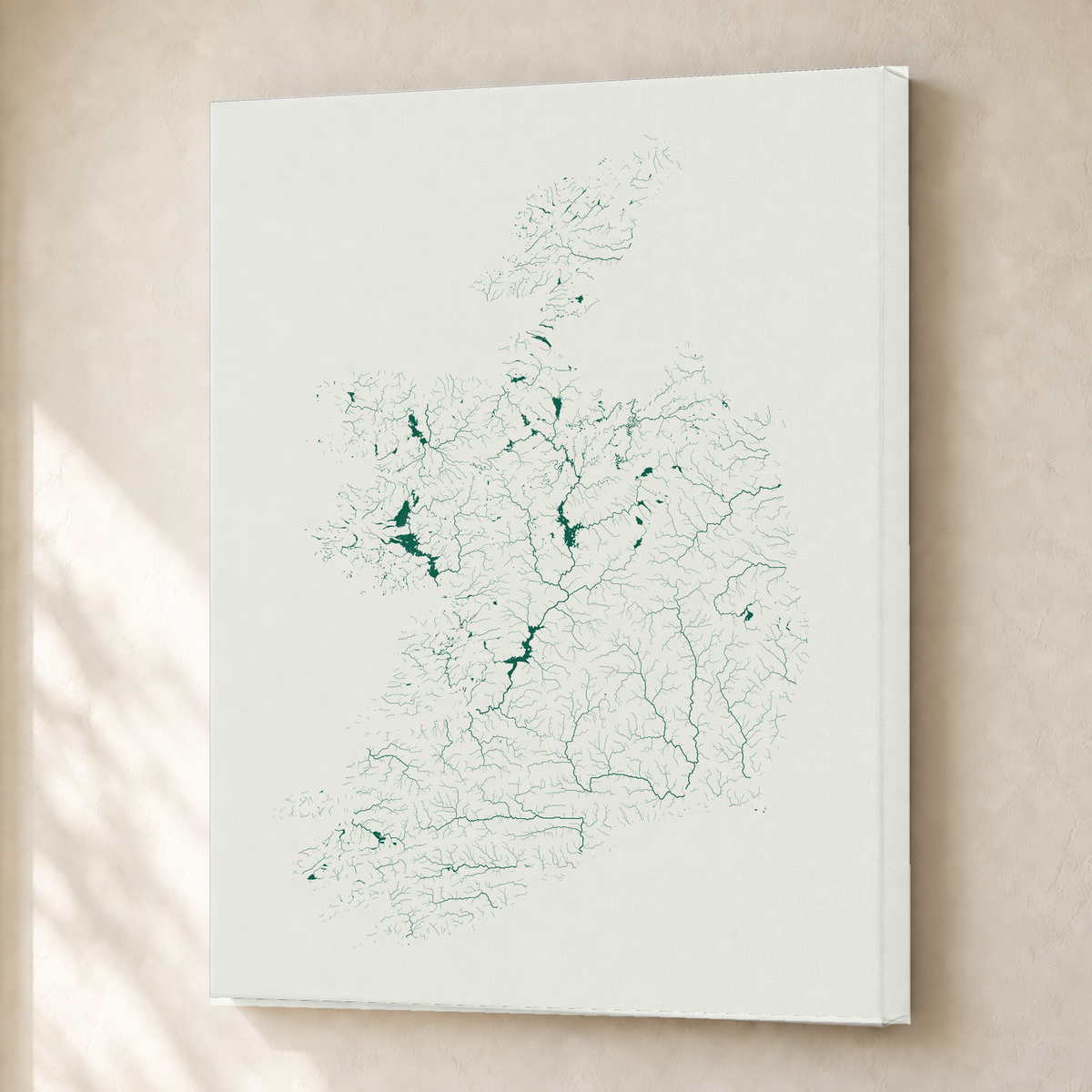 Beautiful Rivers — República da Irlanda — Verde jade e porcelana, Canvas · 30 × 40 cm, Sem margem