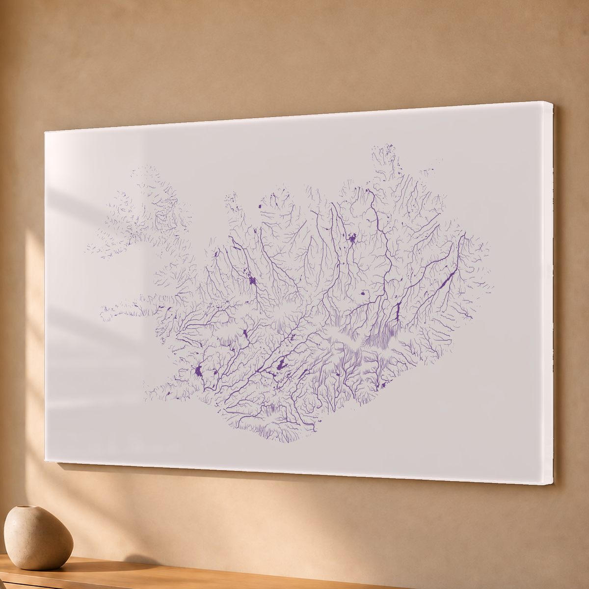 Beautiful Rivers — Islândia — Ameixa e rosé, Acrílico · 40 × 60 cm, Sem margem