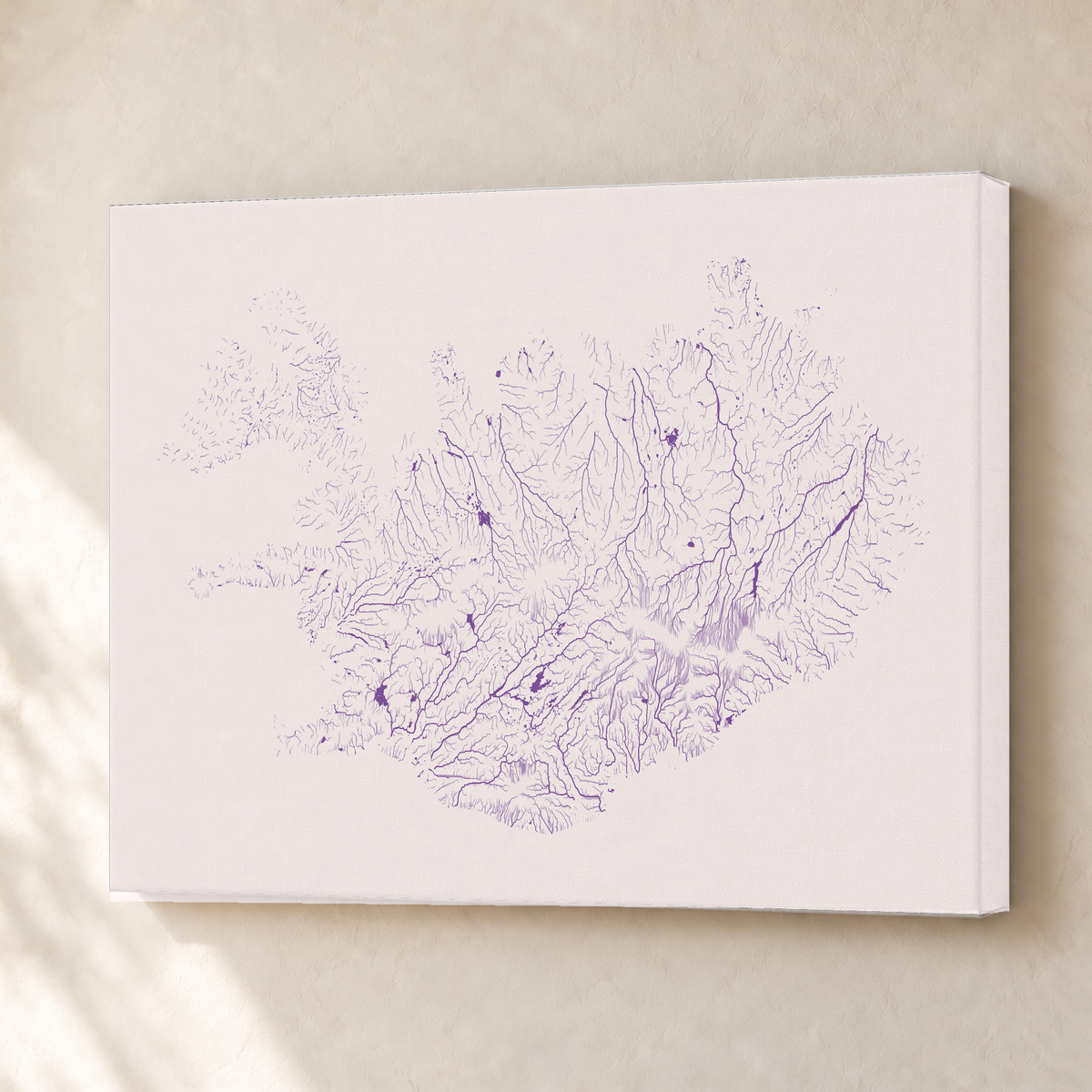Beautiful Rivers — Islândia — Ameixa e rosé, Canvas · 30 × 40 cm, Sem margem