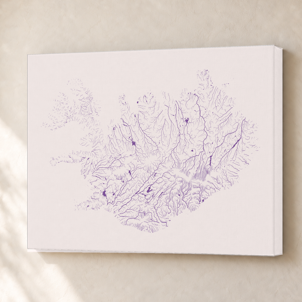 Beautiful Rivers — Islândia — Ameixa e rosé, Canvas · 45 × 60 cm, Sem margem