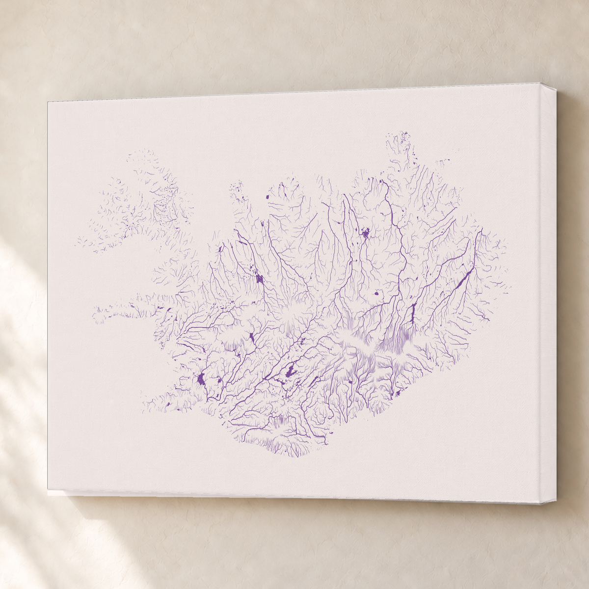 Beautiful Rivers — Islândia — Ameixa e rosé, Canvas · 60 × 80 cm, Sem margem