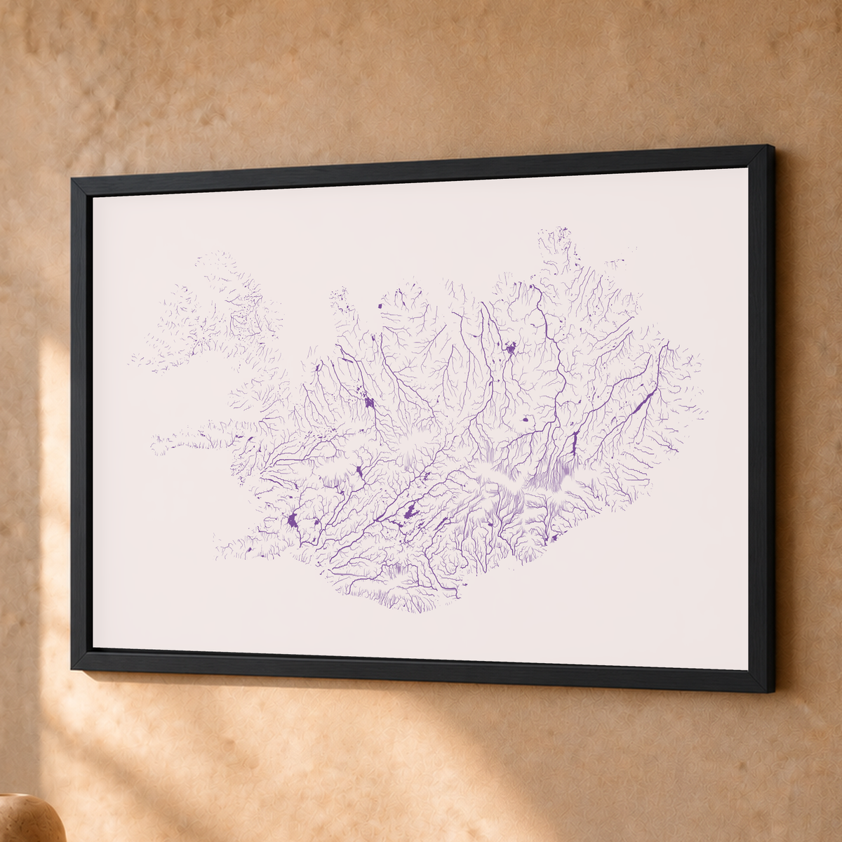 Beautiful Rivers — Islândia — Ameixa e rosé, Fine art emoldurado · 30 × 40 cm, Preto · Sem margem
