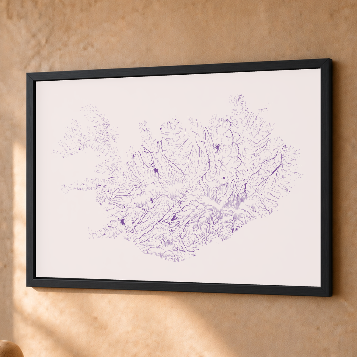 Beautiful Rivers — Islândia — Ameixa e rosé, Fine art emoldurado · 45 × 60 cm, Preto · Sem margem