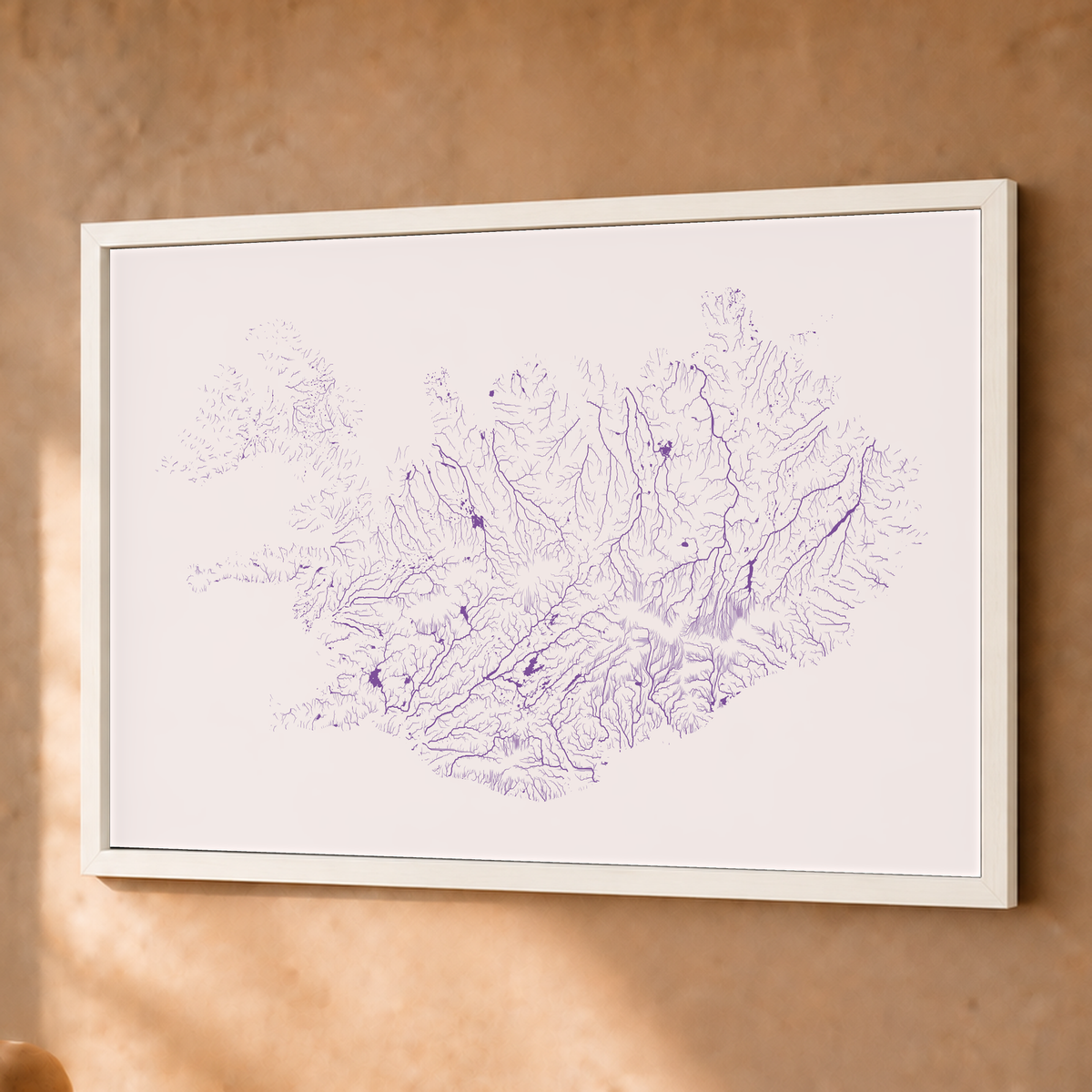 Beautiful Rivers — Islândia — Ameixa e rosé, Fine art emoldurado · 45 × 60 cm, Branco · Sem margem