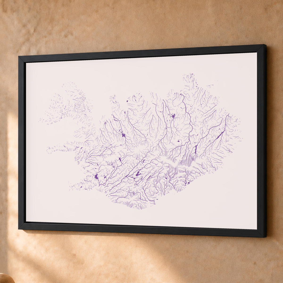 Beautiful Rivers — Islândia — Ameixa e rosé, Fine art emoldurado · 60 × 80 cm, Preto · Sem margem