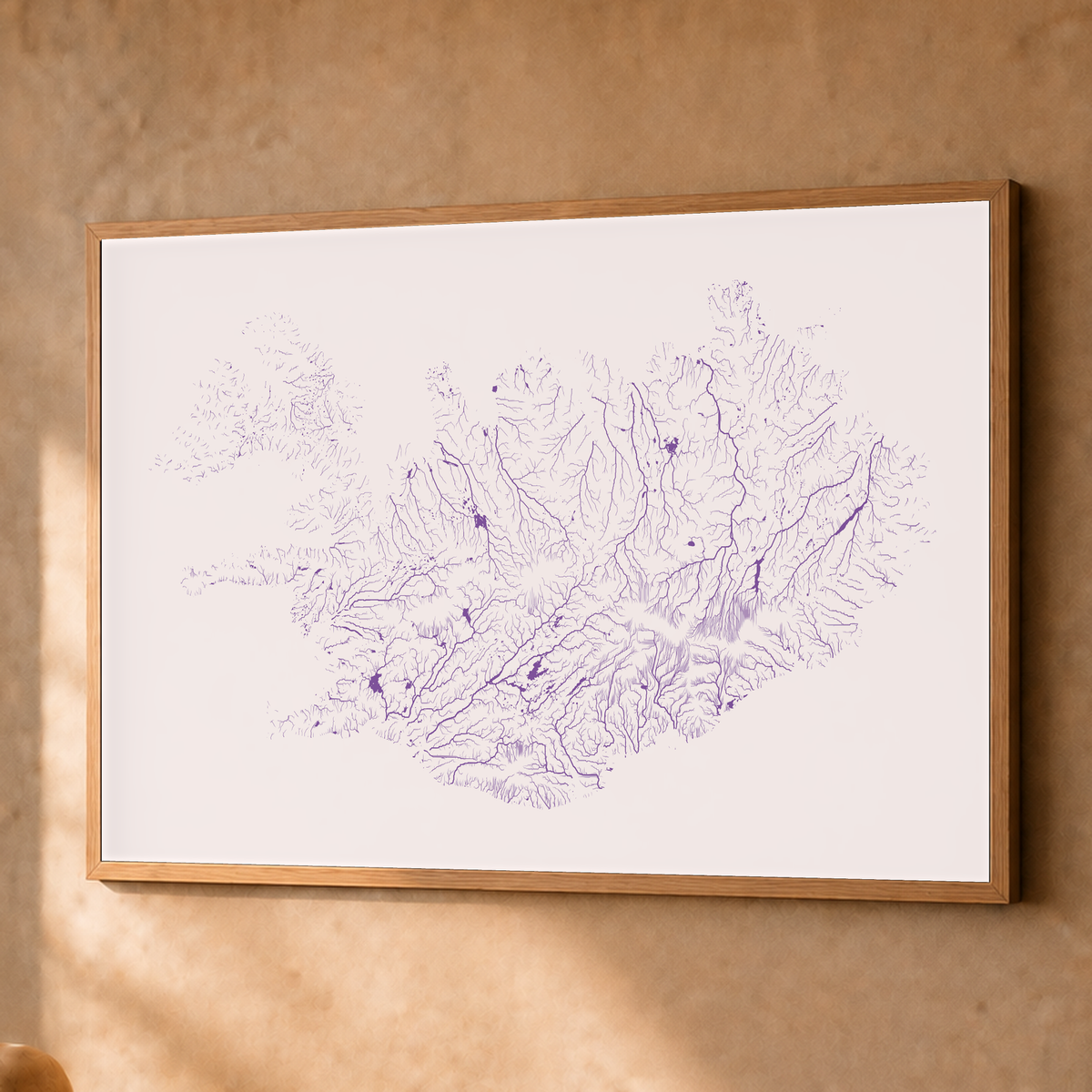 Beautiful Rivers — Islândia — Ameixa e rosé, Fine art emoldurado · 60 × 80 cm, Natural · Sem margem