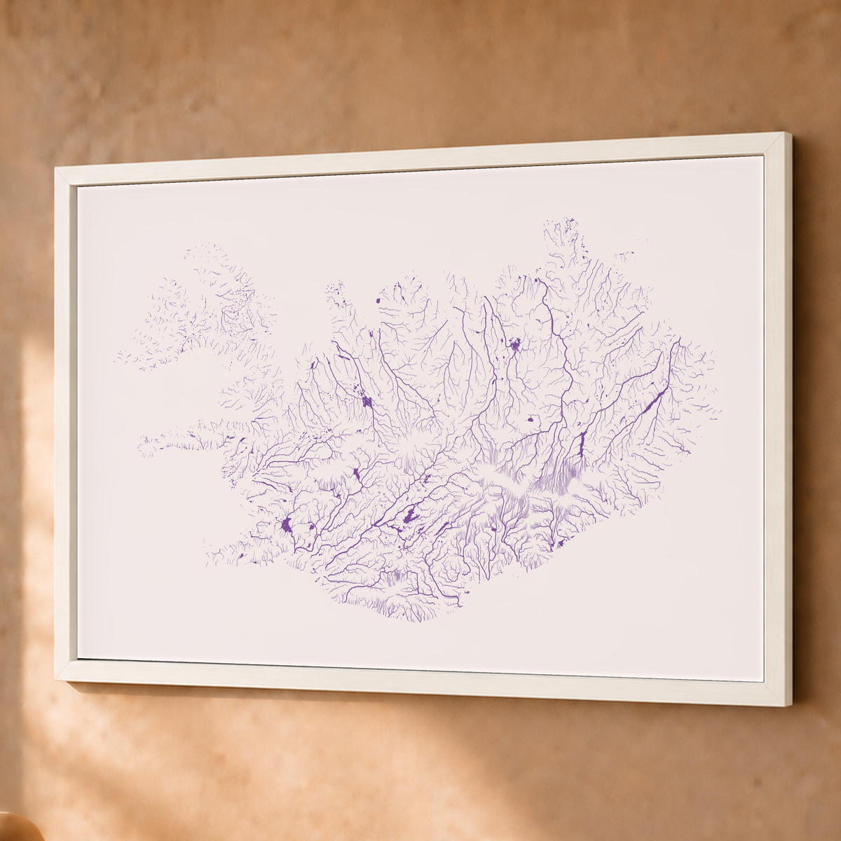 Beautiful Rivers — Islândia — Ameixa e rosé, Fine art emoldurado · 60 × 80 cm, Branco · Sem margem