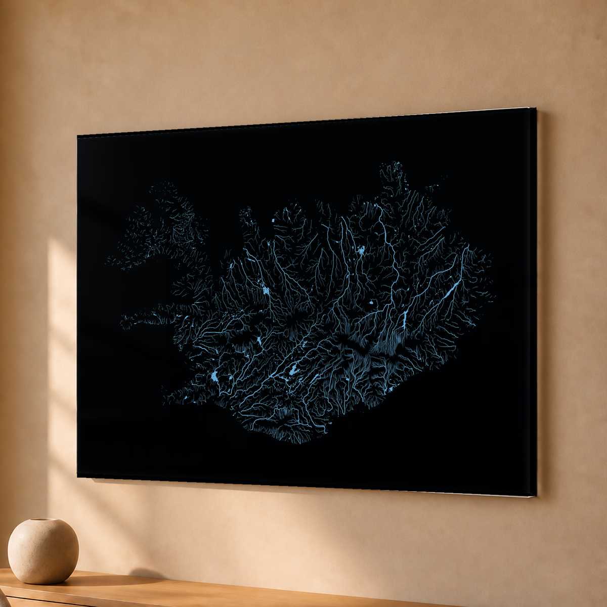 Beautiful Rivers — Islândia — Neon hidrográfico, Acrílico · 30 × 40 cm, Sem margem