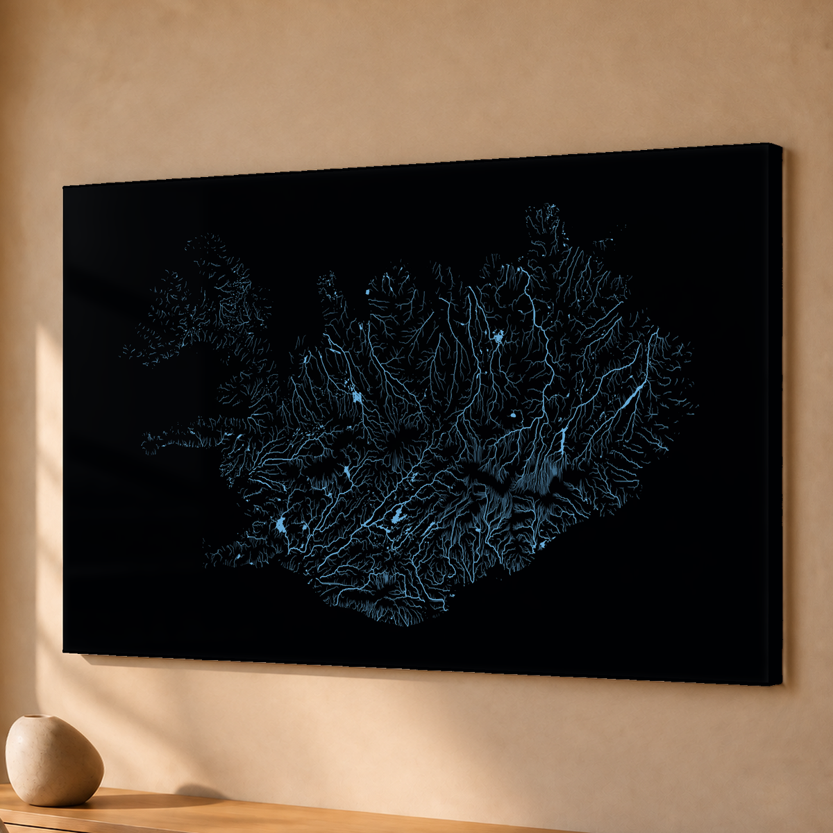 Beautiful Rivers — Islândia — Neon hidrográfico, Acrílico · 40 × 60 cm, Sem margem