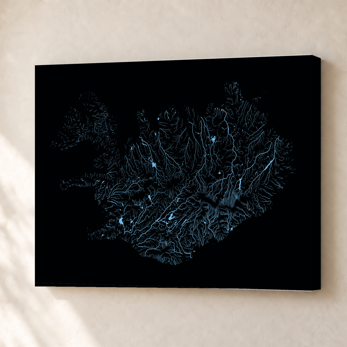Beautiful Rivers — Islândia — Neon hidrográfico, Canvas · 30 × 40 cm, Sem margem