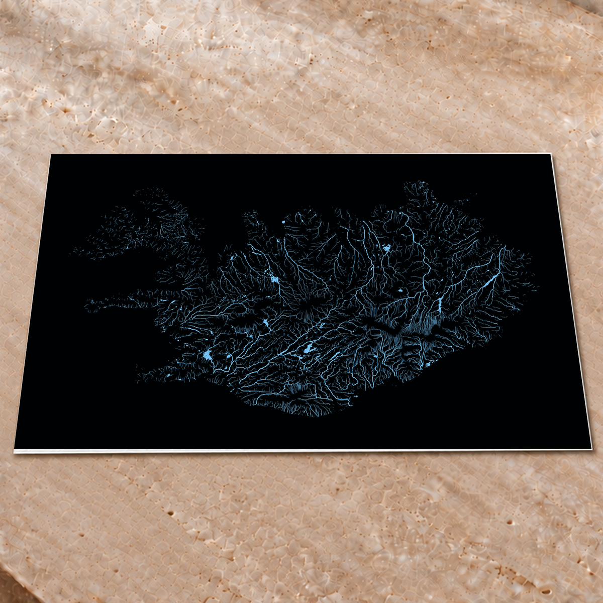 Beautiful Rivers — Islândia — Neon hidrográfico, Impressão fine art · 60 × 80 cm, Sem margem