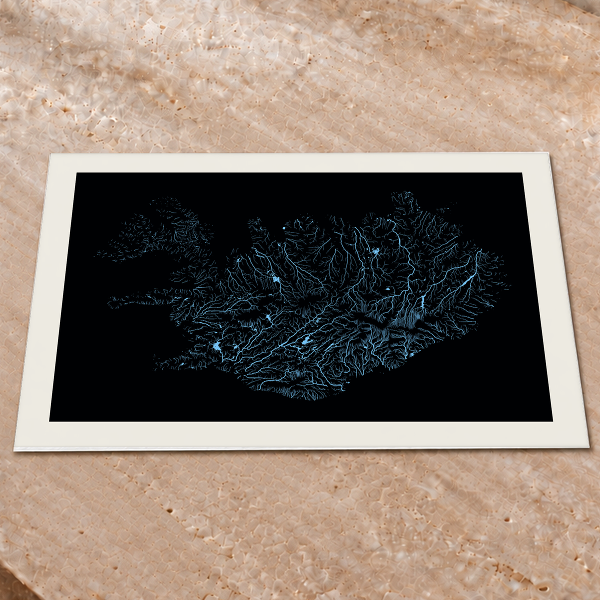 Beautiful Rivers — Islândia — Neon hidrográfico, Impressão fine art · 60 × 80 cm, Margem branca