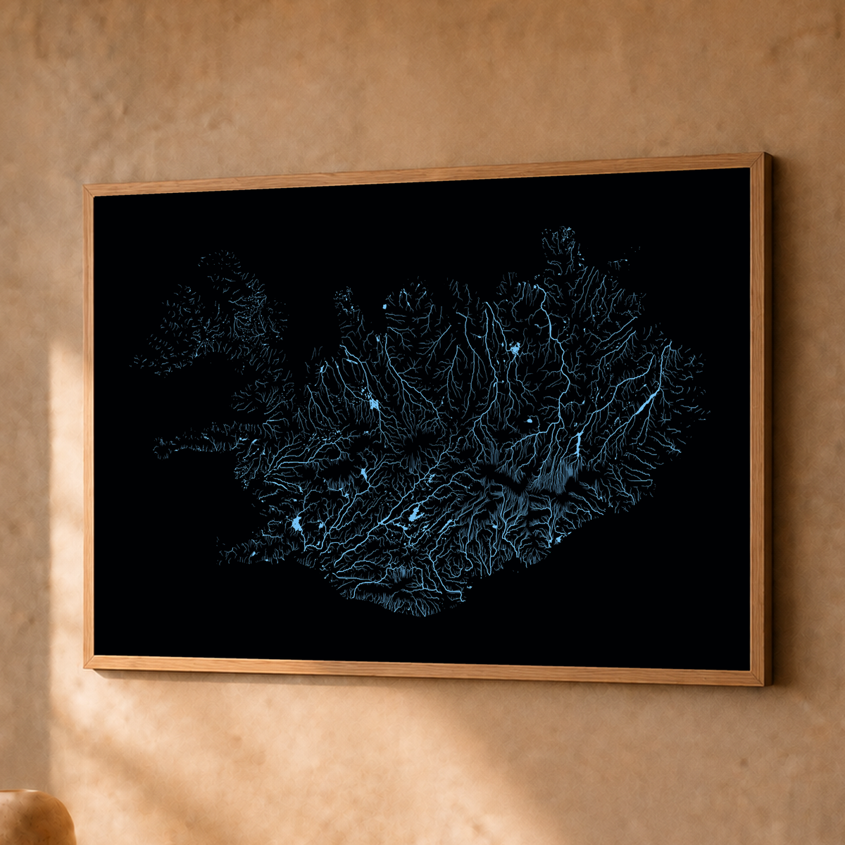 Beautiful Rivers — Islândia — Neon hidrográfico, Fine art emoldurado · 30 × 40 cm, Natural · Sem margem
