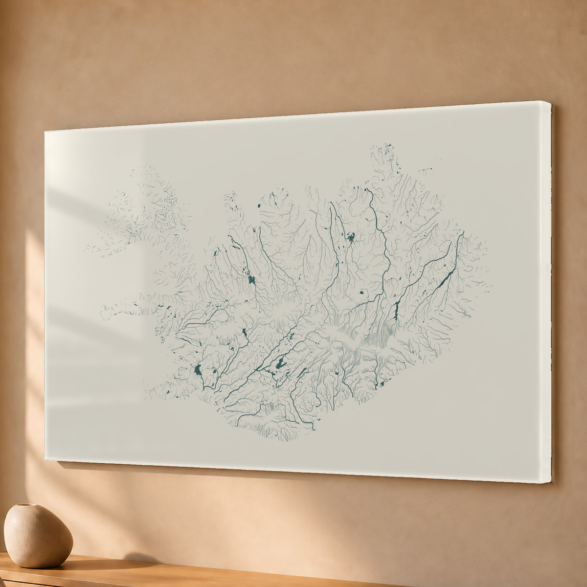 Beautiful Rivers — Islândia — Natural e luminosa, Acrílico · 40 × 60 cm, Sem margem