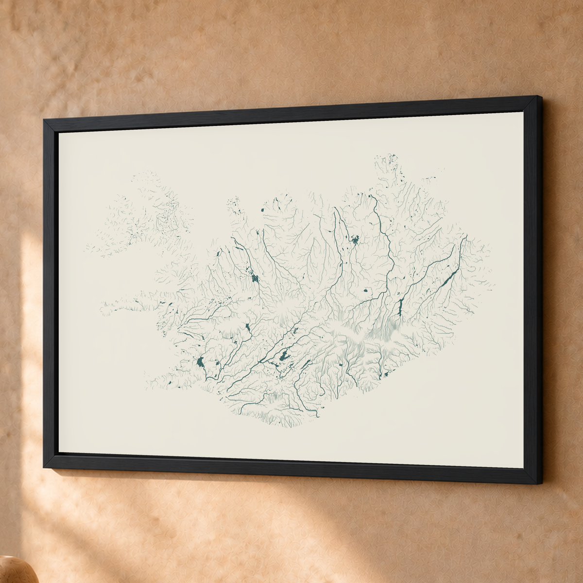 Beautiful Rivers — Islândia — Natural e luminosa, Fine art emoldurado · 45 × 60 cm, Preto · Sem margem