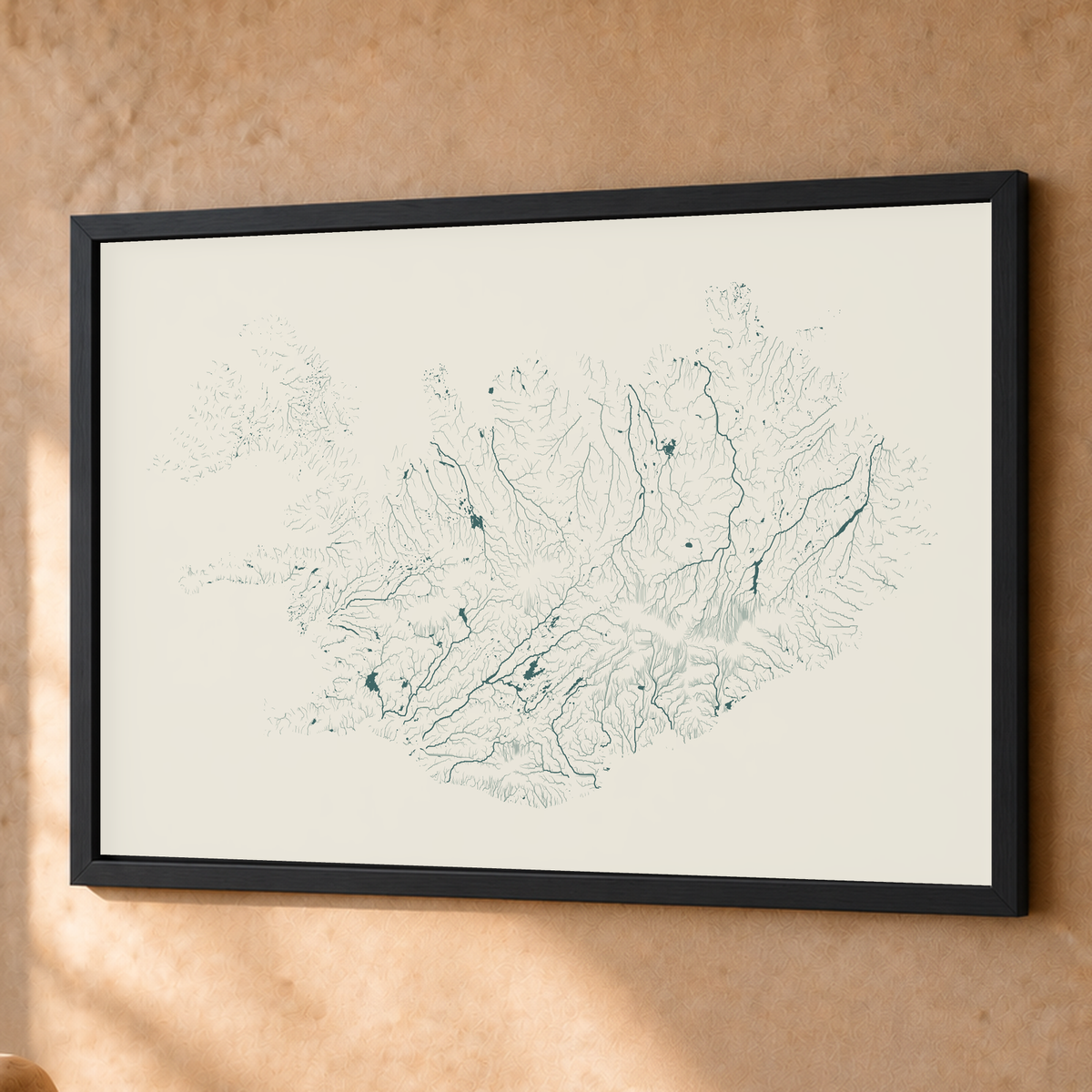 Beautiful Rivers — Islândia — Natural e luminosa, Fine art emoldurado · 60 × 80 cm, Preto · Sem margem