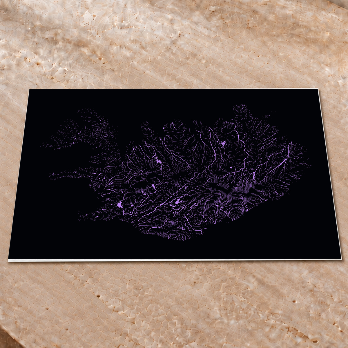 Beautiful Rivers — Islândia — Neon por território, Impressão fine art · 60 × 80 cm, Sem margem