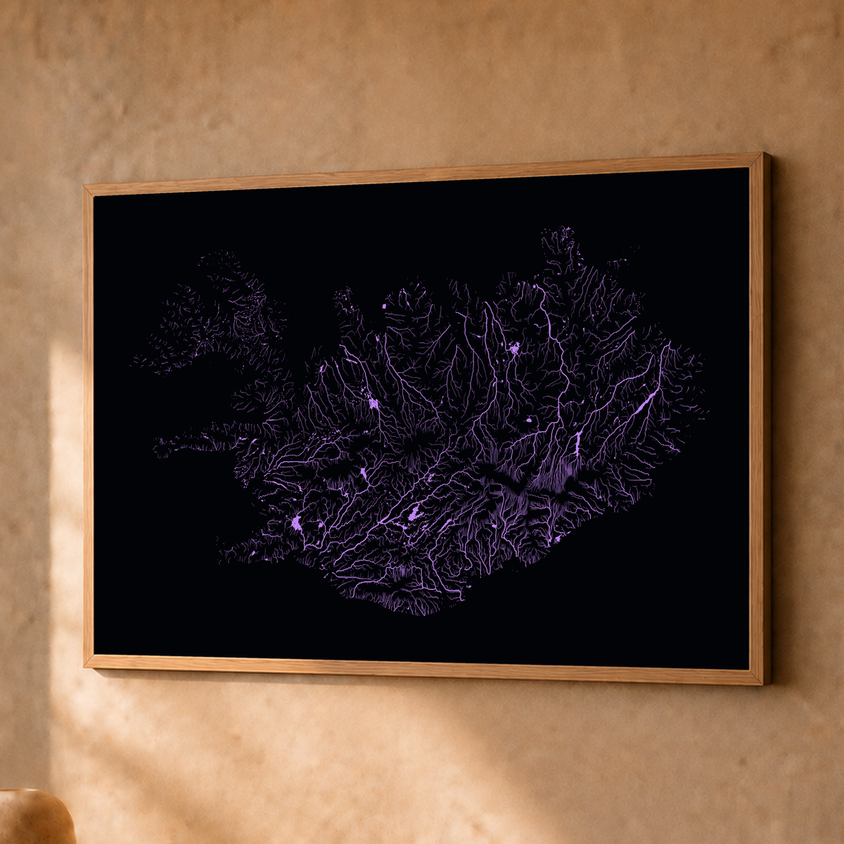 Beautiful Rivers — Islândia — Neon por território, Fine art emoldurado · 30 × 40 cm, Natural · Sem margem