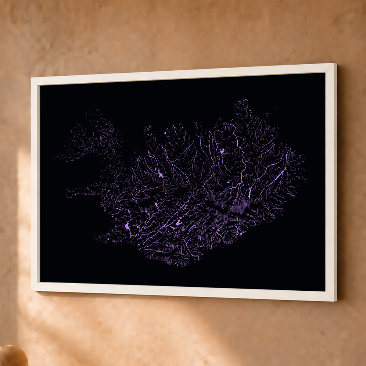 Beautiful Rivers — Islândia — Neon por território, Fine art emoldurado · 30 × 40 cm, Branco · Sem margem