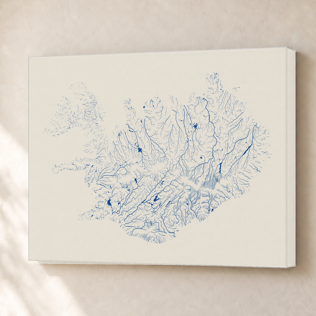 Beautiful Rivers — Islândia — Risografia, Canvas · 45 × 60 cm, Sem margem