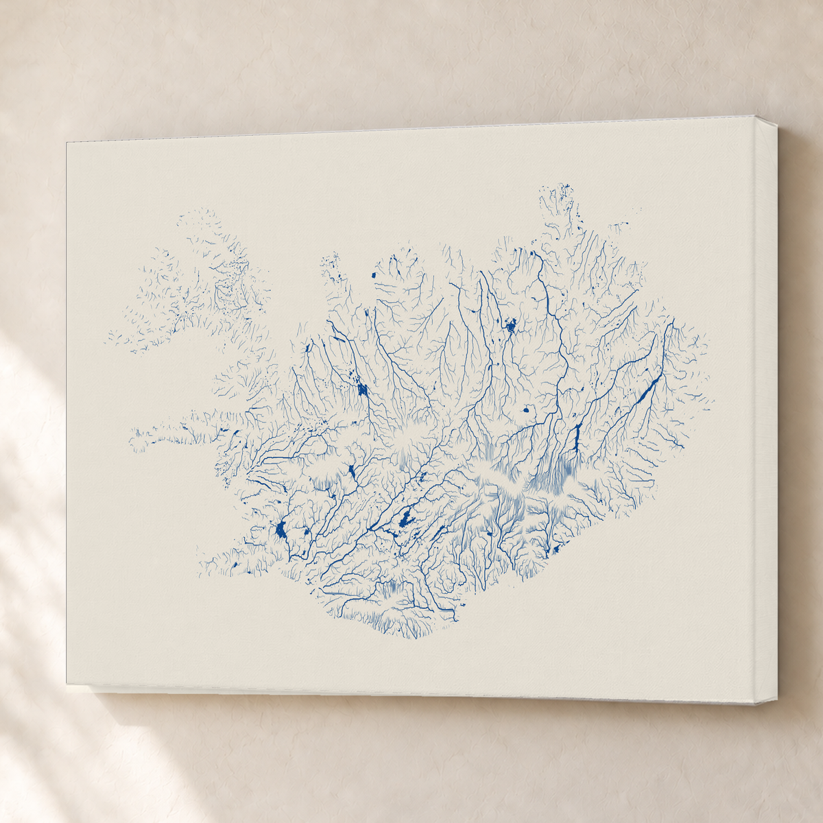 Beautiful Rivers — Islândia — Risografia, Canvas · 60 × 80 cm, Sem margem