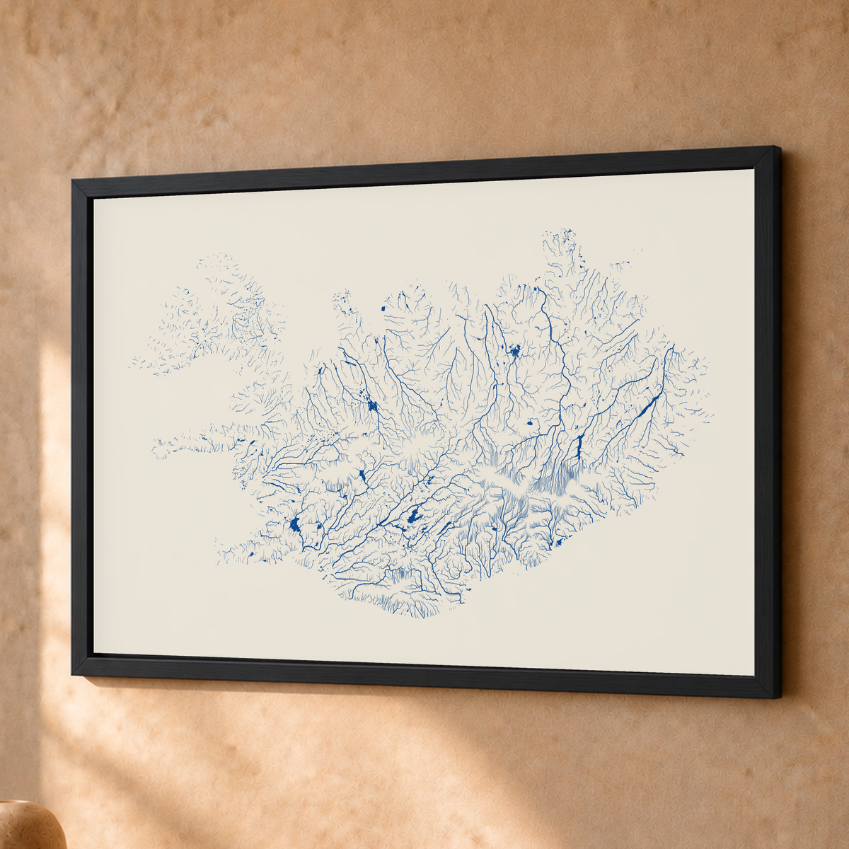Beautiful Rivers — Islândia — Risografia, Fine art emoldurado · 30 × 40 cm, Preto · Sem margem