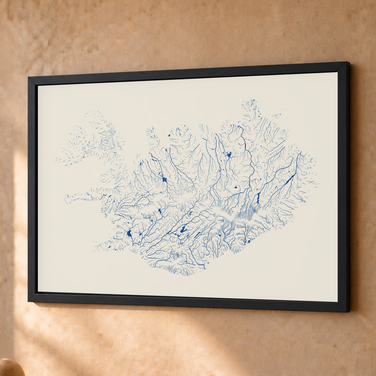 Beautiful Rivers — Islândia — Risografia, Fine art emoldurado · 45 × 60 cm, Preto · Sem margem