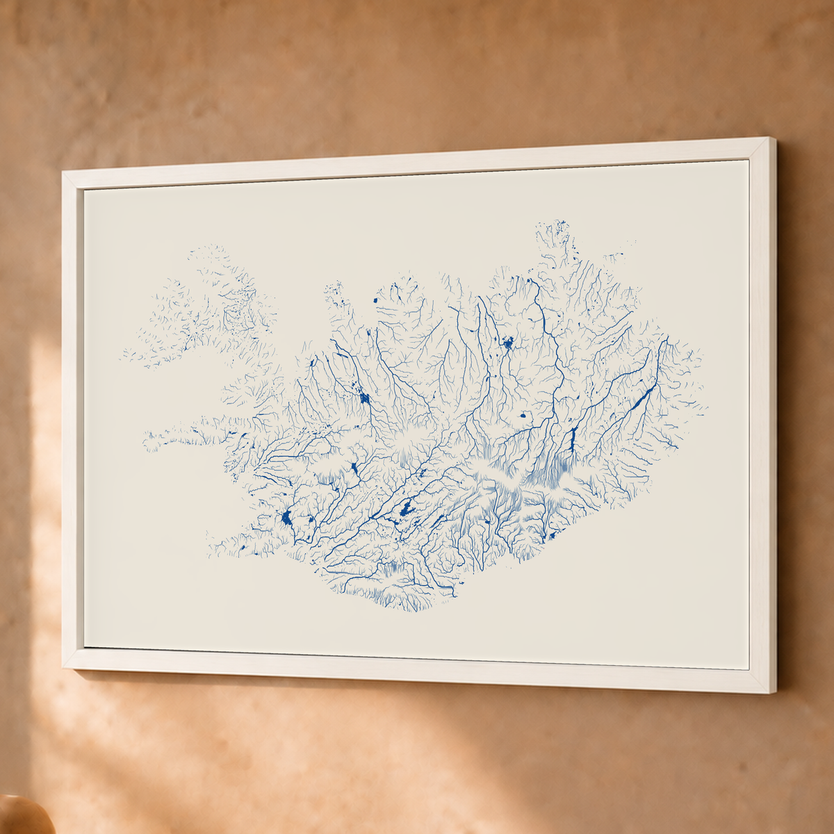 Beautiful Rivers — Islândia — Risografia, Fine art emoldurado · 45 × 60 cm, Branco · Sem margem