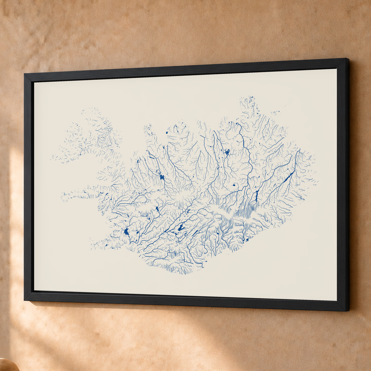 Beautiful Rivers — Islândia — Risografia, Fine art emoldurado · 60 × 80 cm, Preto · Sem margem