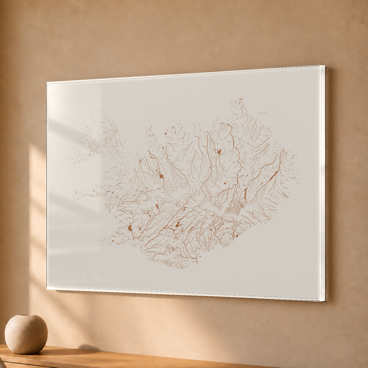 Beautiful Rivers — Islândia — Terracota e areia, Acrílico · 30 × 40 cm, Sem margem