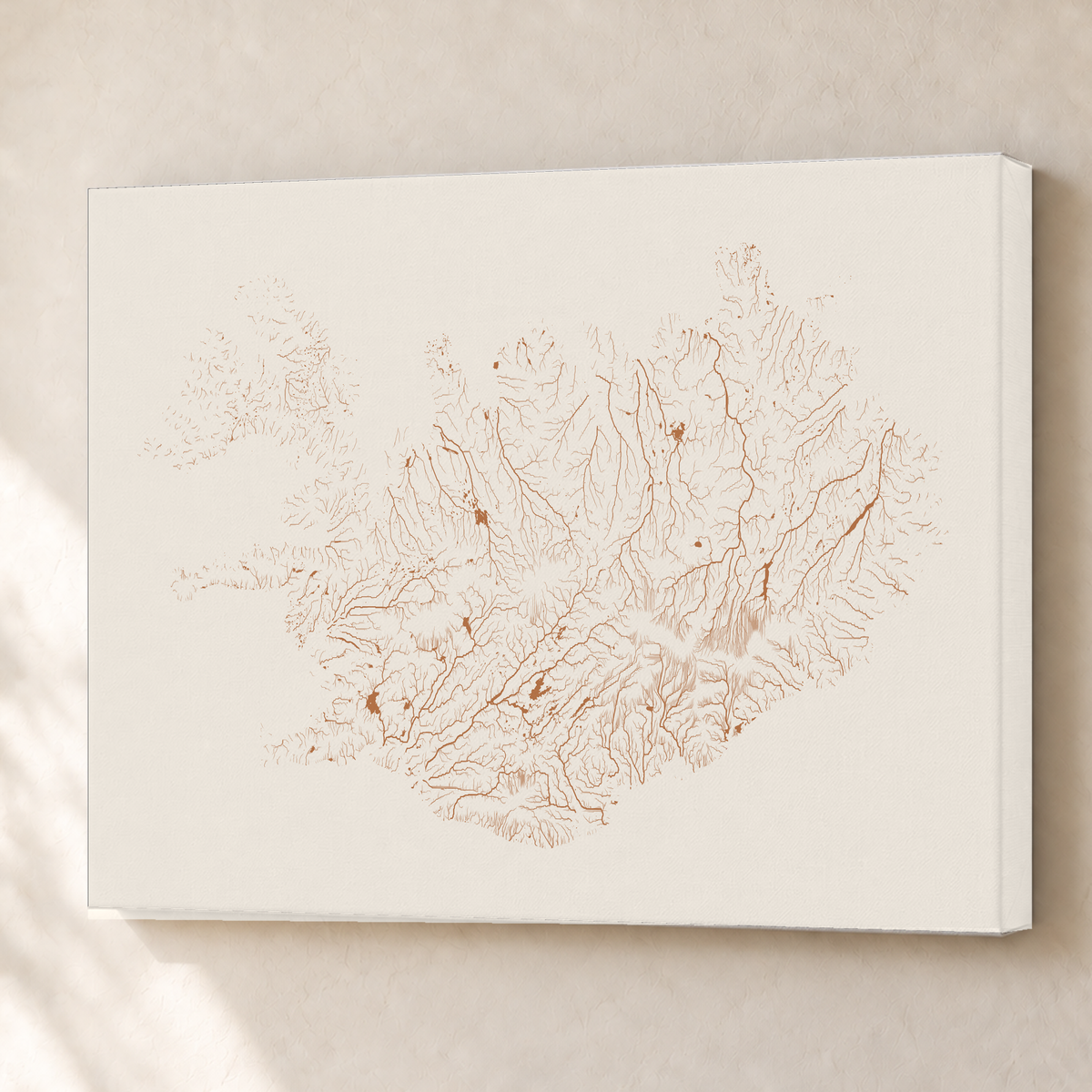Beautiful Rivers — Islândia — Terracota e areia, Canvas · 60 × 80 cm, Sem margem