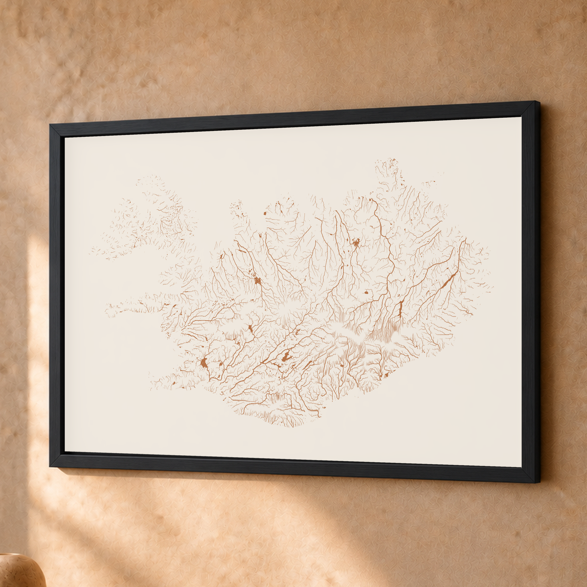 Beautiful Rivers — Islândia — Terracota e areia, Fine art emoldurado · 30 × 40 cm, Preto · Sem margem