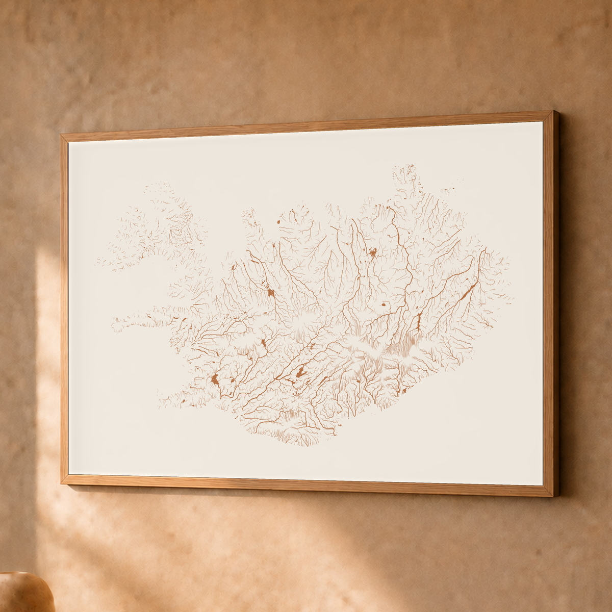 Beautiful Rivers — Islândia — Terracota e areia, Fine art emoldurado · 30 × 40 cm, Natural · Sem margem