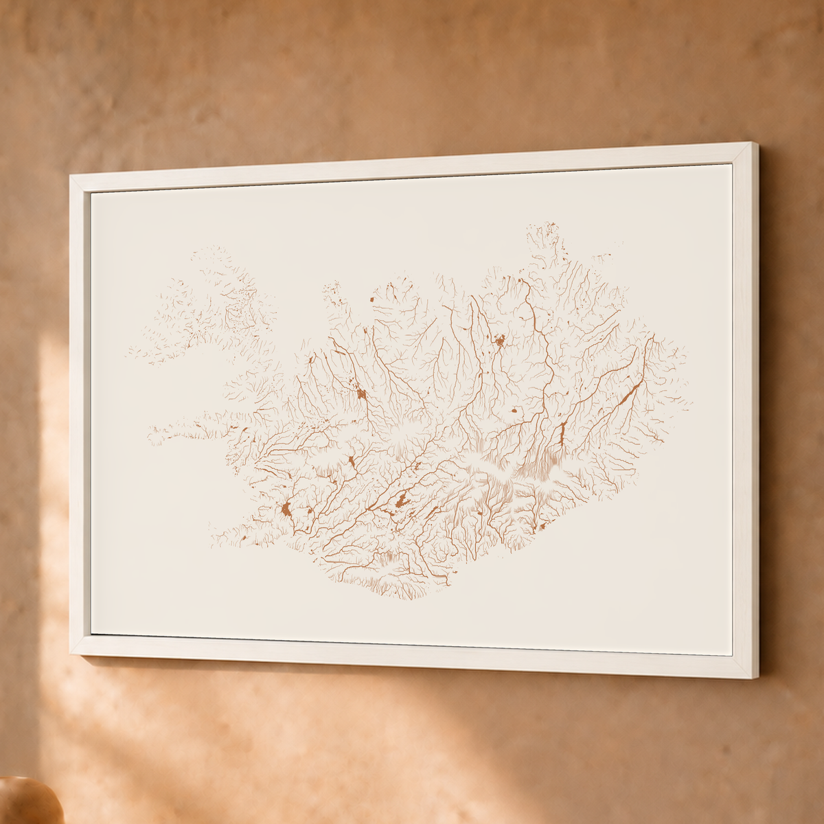 Beautiful Rivers — Islândia — Terracota e areia, Fine art emoldurado · 30 × 40 cm, Branco · Sem margem