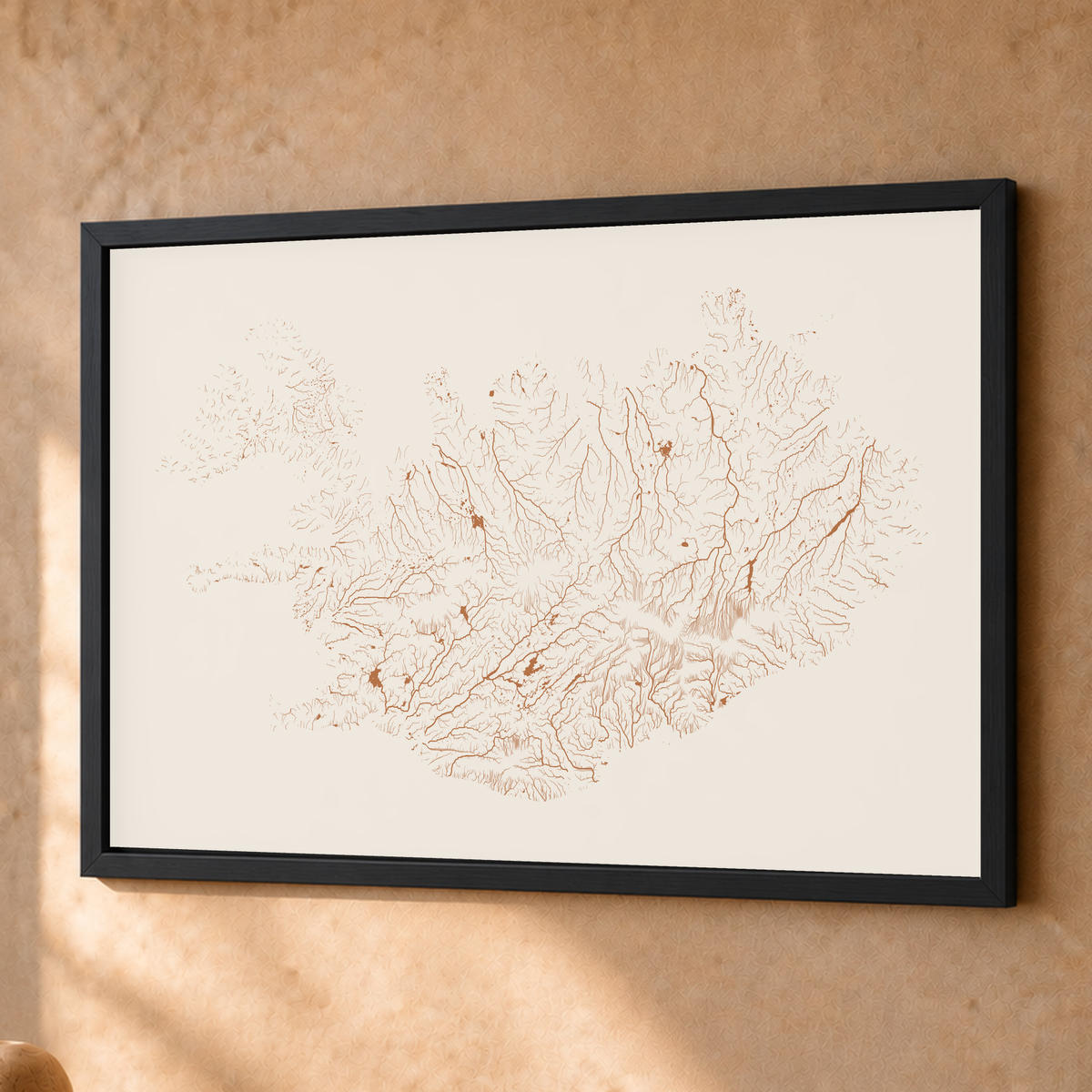 Beautiful Rivers — Islândia — Terracota e areia, Fine art emoldurado · 45 × 60 cm, Preto · Sem margem
