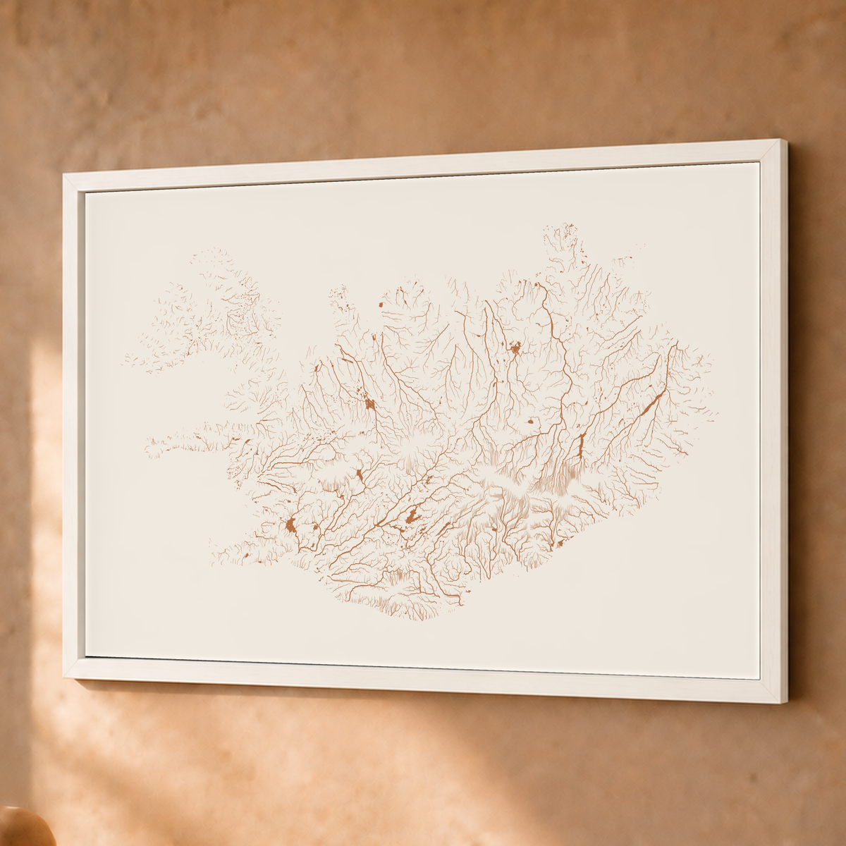 Beautiful Rivers — Islândia — Terracota e areia, Fine art emoldurado · 45 × 60 cm, Branco · Sem margem
