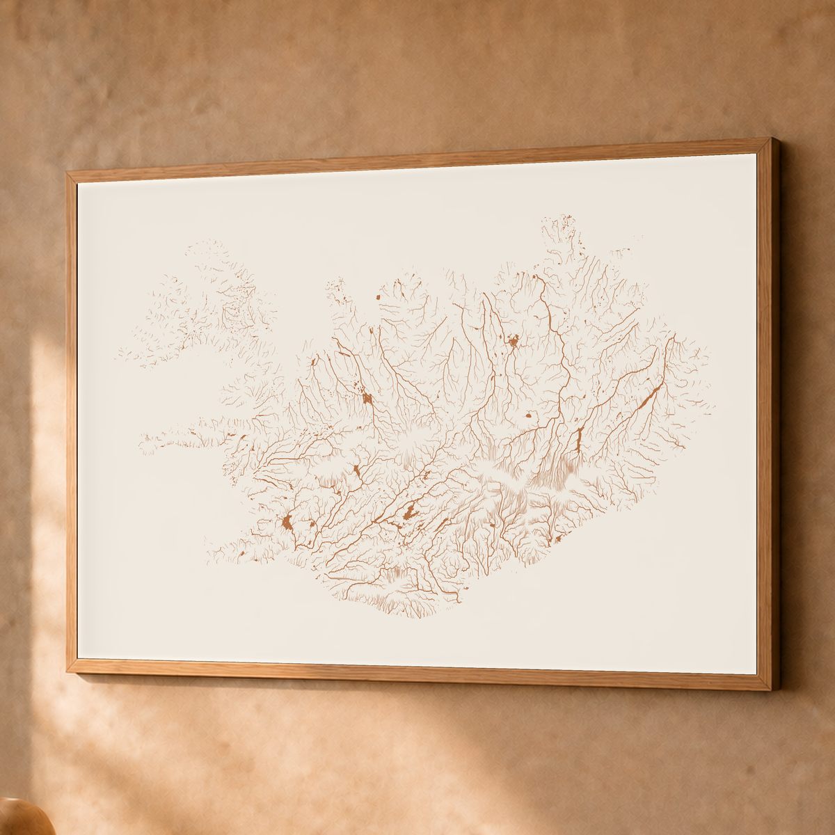 Beautiful Rivers — Islândia — Terracota e areia, Fine art emoldurado · 60 × 80 cm, Natural · Sem margem