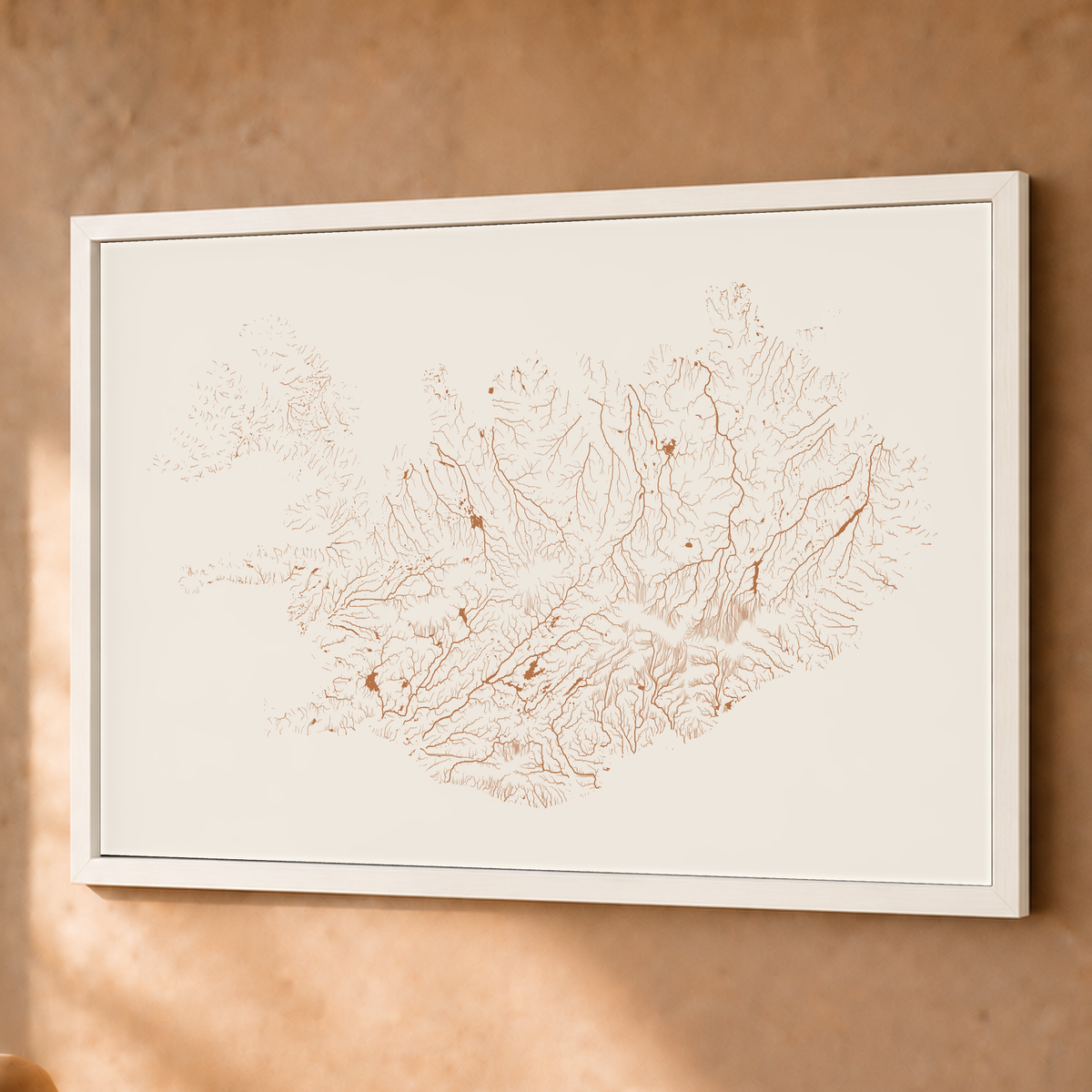 Beautiful Rivers — Islândia — Terracota e areia, Fine art emoldurado · 60 × 80 cm, Branco · Sem margem